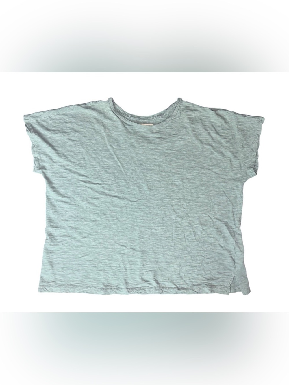 Madewell Knit Top T-shirt Light Green Cotton Cap Sleeve Pullover Sz LARGE Crop